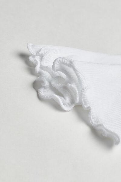 Ribbed Romantic White Ribbed Short Socks With Romantic Trim, 5501_9197, large image number 1
