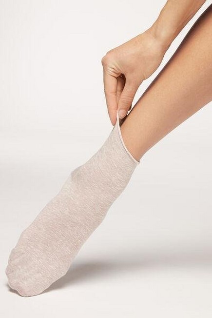 Calzedonia - Beige Ruched Trim Short Socks, Kids
