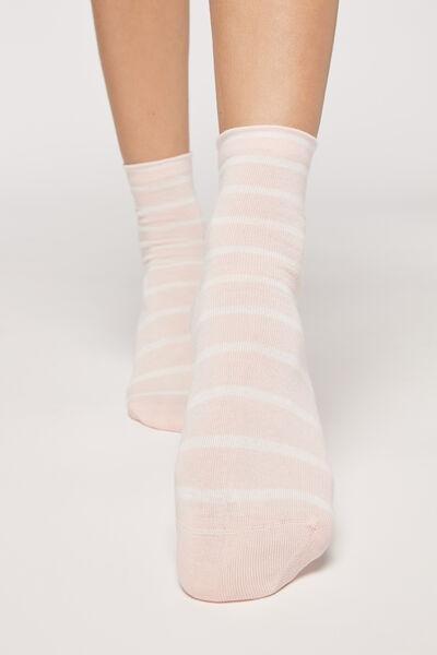Pink Striped Short Socks, , large image number 0