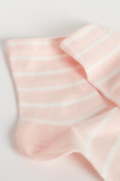 Pink Striped Short Socks, , large image number 1