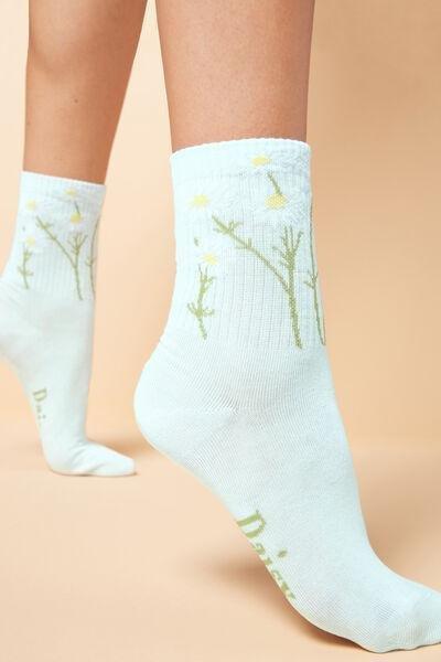 Vichy Short Socks With Ruched Trim, , large image number 0