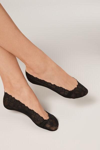 Black Patterned Invisible Socks, , large image number 0