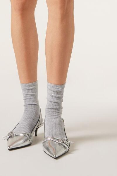 Grey Soft Trim Cashmere Short Socks, 5501_194D, large image number 0