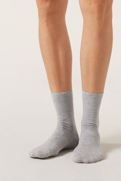 Grey Soft Trim Cashmere Short Socks, 5501_194D, large image number 1