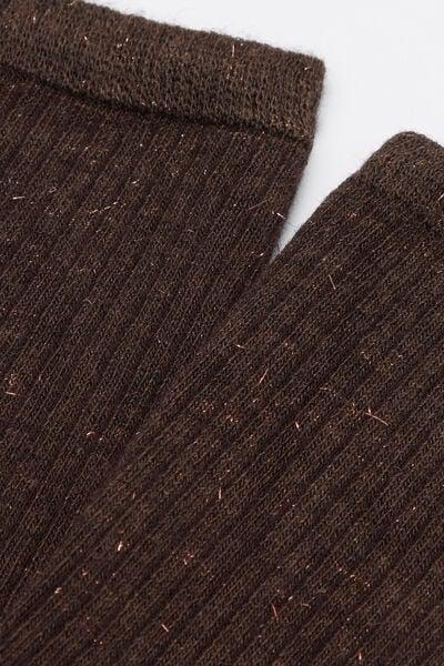 Brown Short Glitter Cashmere Socks, 5501_200D, large image number 1