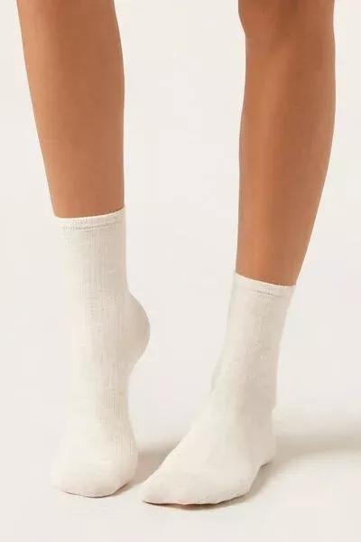 White Short Glitter Cashmere Socks, 5501_208D, large image number 0
