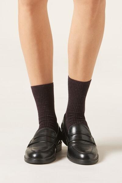 Black Soft Trim Cashmere Short Socks, 5501_209D, large image number 0