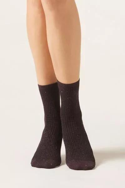 Black Soft Trim Cashmere Short Socks, 5501_209D, medium