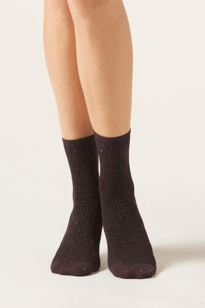 Black Soft Trim Cashmere Short Socks, 5501_209D, large image number 1