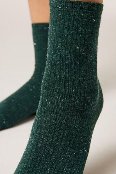 Green Short Glitter Cashmere Socks, 5501_471D, large image number 2