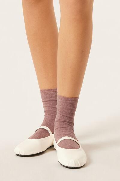 Pink Short Glitter Cashmere Socks, 5501_472D, large image number 0