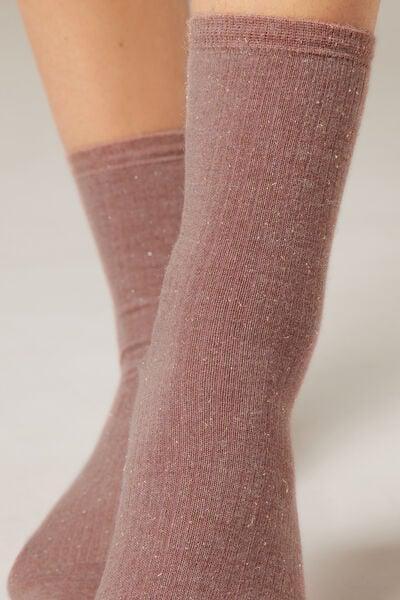 Pink Short Glitter Cashmere Socks, 5501_472D, large image number 3