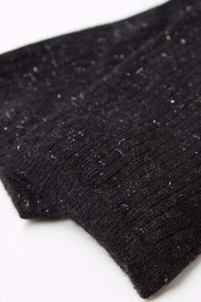 Black Glitter Cashmere Short Socks, 5501_9456, large image number 1