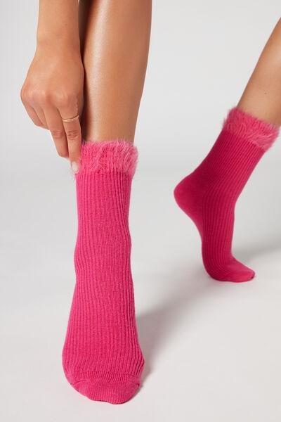 Pink Soft Trim Cashmere Short Socks, , large image number 0