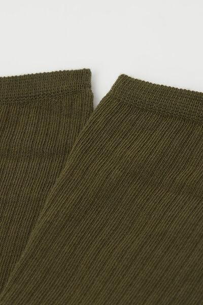 Green Ribbed Socks, Military Green, large image number 1