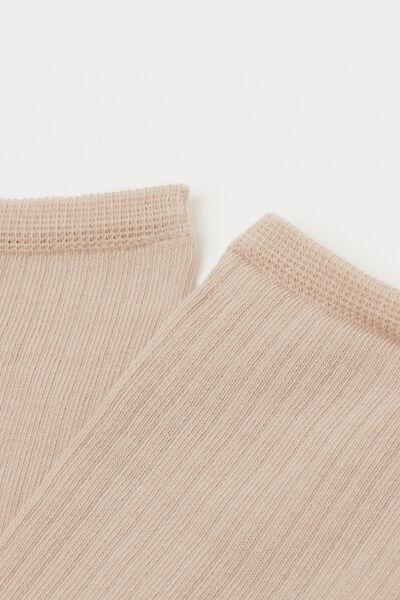 Beige Ribbed Short Socks, 5501_172D, large image number 2