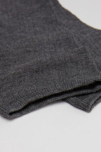 Grey Ribbed Short Socks, 5501_258D, large image number 2