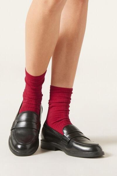Red Ribbed Short Socks, 5501_330D, large image number 0