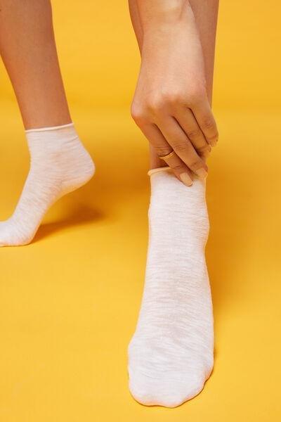 White Linen Short Socks, , large image number 0