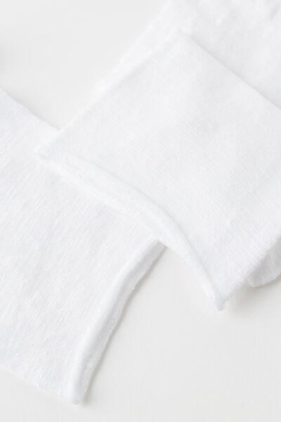 White Linen Short Socks, , large image number 1