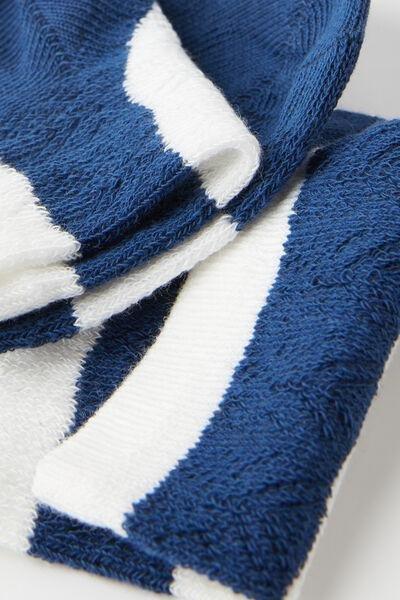 Blue Openwork And Striped Short Socks, , large image number 1