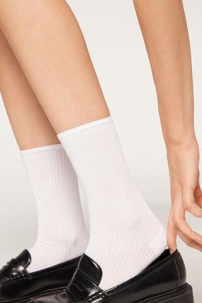White Ribbed Short Socks, 5501_9772, large image number 0