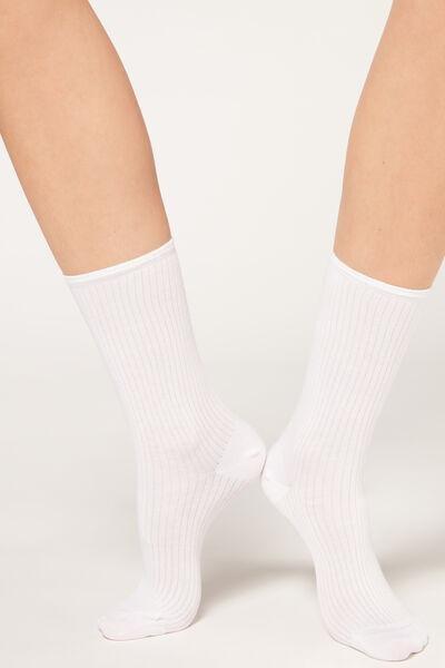 White Ribbed Short Socks, 5501_9772, large image number 1