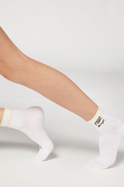 White Girl Power Print Short Socks, , large image number 0