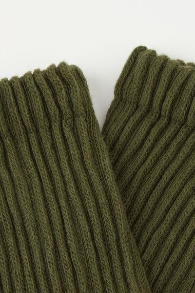 Khaki Ribbed Soft Short Socks, Kids, , large image number 1