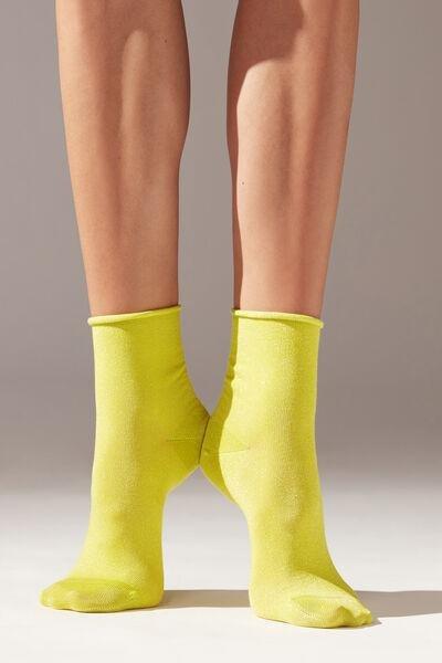Green Glitter Soft Edge Short Socks, Kids, , large image number 0