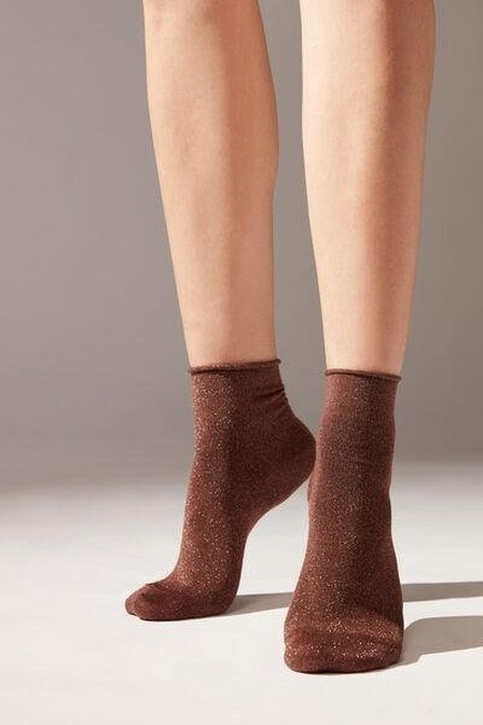 Calzedonia - Brown Glitter Soft Edge Short Socks, Kids