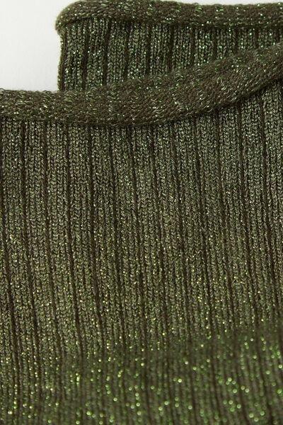 Green Glitter Ribbed Short Socks, , large image number 1