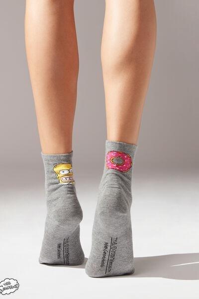 Grey The Simpsons Short Socks, , large image number 0