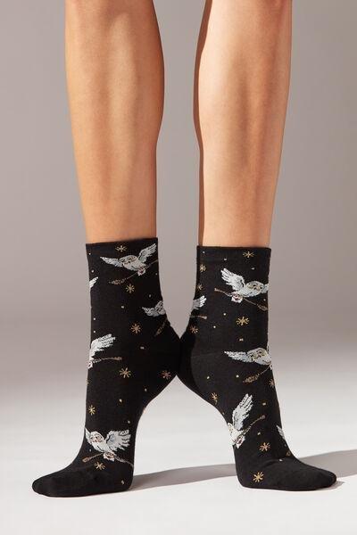 Black All-Over Harry Potter Short Socks, , large image number 0
