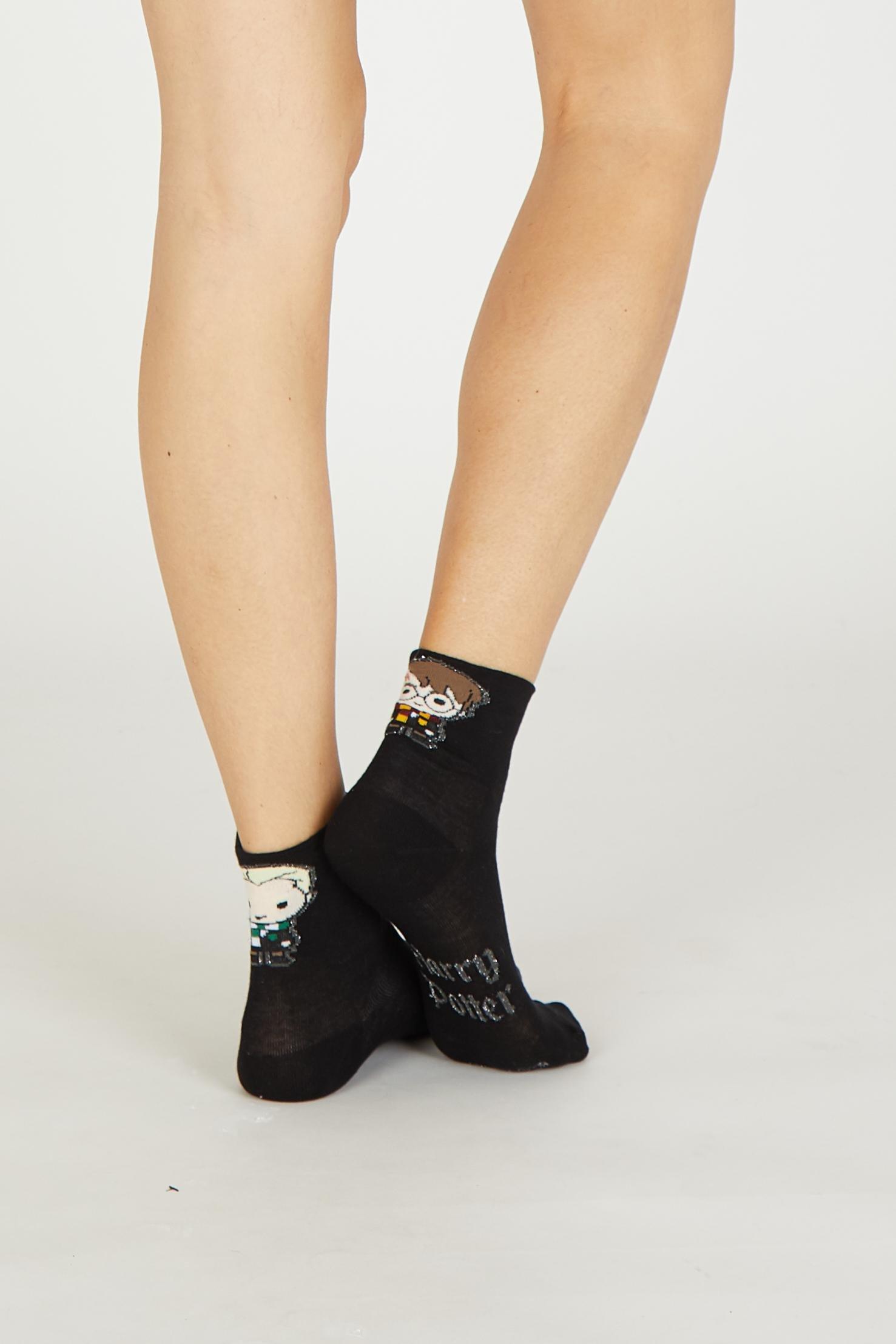 Black Harry Potter Glitter Short Socks, , large image number 0