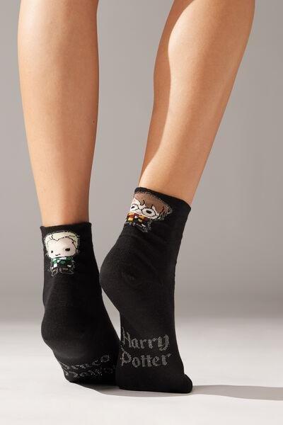 Black Harry Potter Glitter Short Socks, , large image number 1
