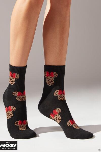 Black All-Over Disney Short Socks, , large image number 0