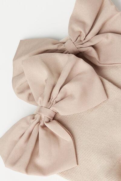 Beige Bow Short Socks, , large image number 1