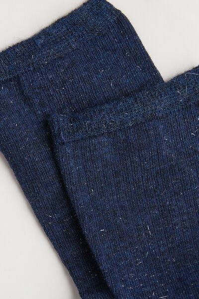 Blue Cashmere Glitter Ribbed Short Socks, 5501_9784, large image number 1