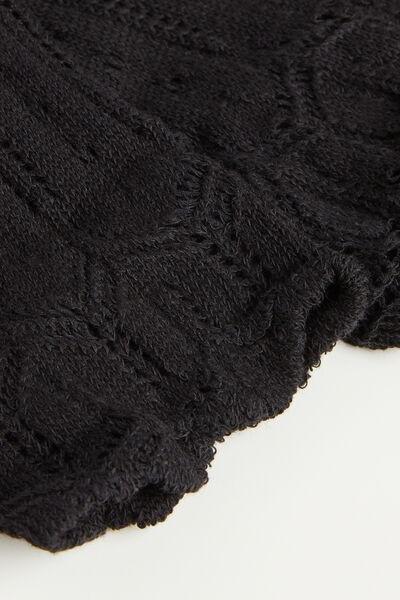 Black Glitter Openwork Short Socks, , large image number 2