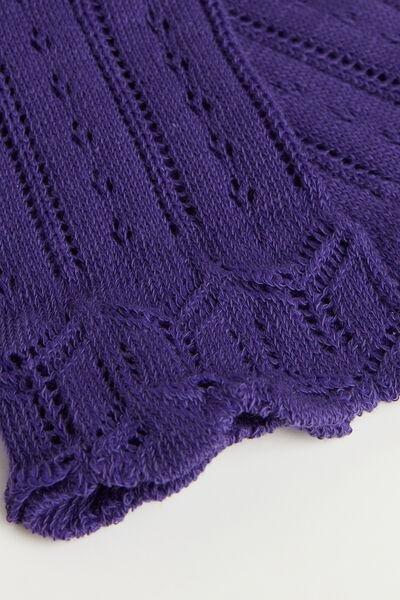 Purple Glitter Openwork Short Socks, , large image number 1