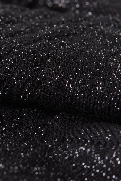 Black Glitter Openwork Short Socks, , large image number 2