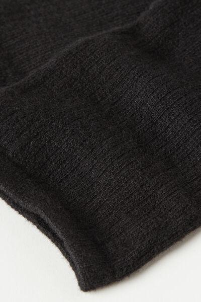 Black Ribbed Soft Cotton Short Socks, , large image number 1