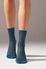 Calzedonia - TEAL Glitter Ribbed Short Socks