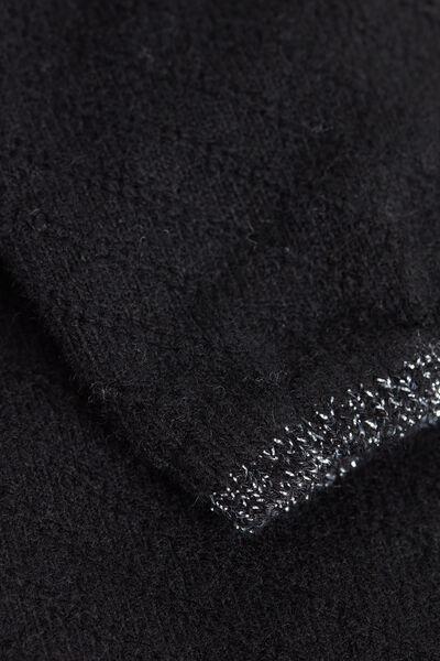 Black Cashmere Glitter Trim Short Socks, , large image number 4
