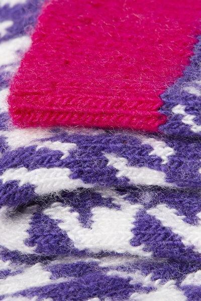 Purple Cashmere Houndstooth-Patterned Short Socks, , large image number 1