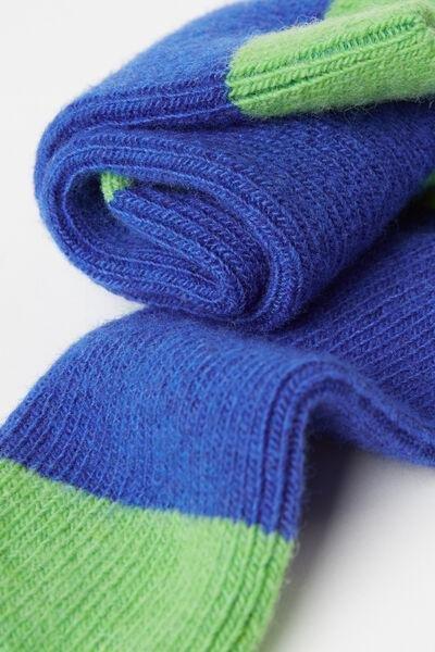 Blue Cashmere Ribbed Short Socks, , large image number 2