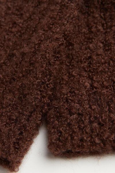 Brown Wooled Teddy Short Socks, , large image number 4