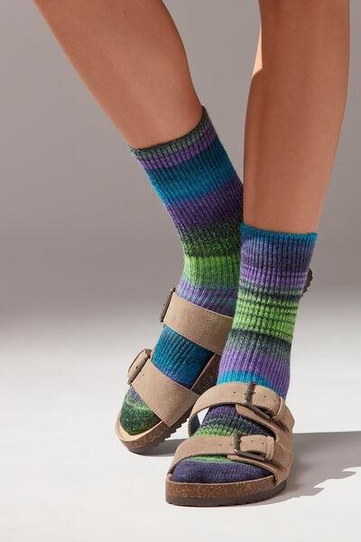 Multicolour Striped Short Socks, , large image number 0