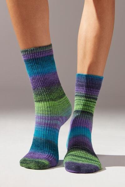 Multicolour Striped Short Socks, , large image number 1